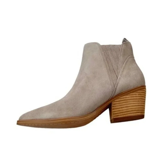 Marc Fisher Suede Leather Teona Light Grey Ankle Cowboy Boot Size 7.5 NWT - Picture 7 of 15